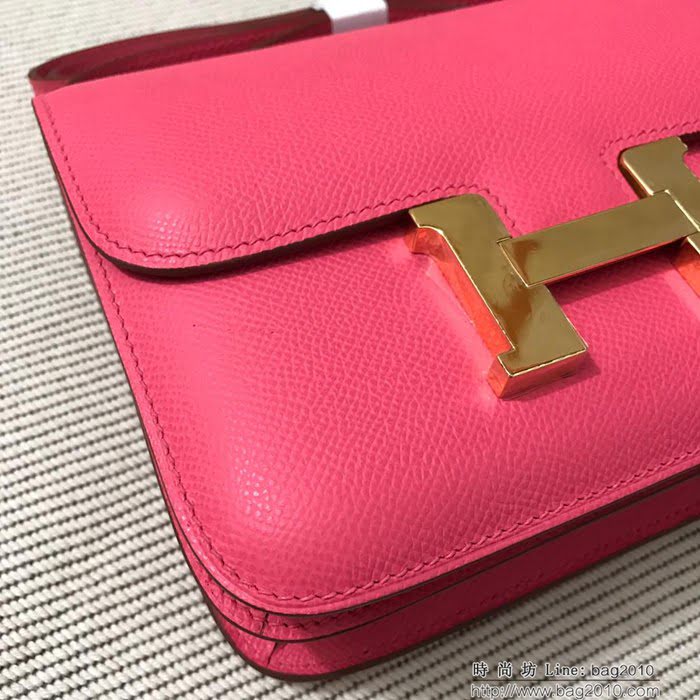 HERMES愛馬仕 H空姐包 進口原廠EP皮 頂級蜜蠟製作 街拍必備單品 唇膏粉金銀 單肩斜挎包  Ama1553